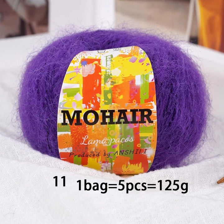Colorful Long-Haired Mohair Yarn – Gradient Dyed Soft Knitting Yarn for Sweaters, Scarves, Hats & DIY Crafts
