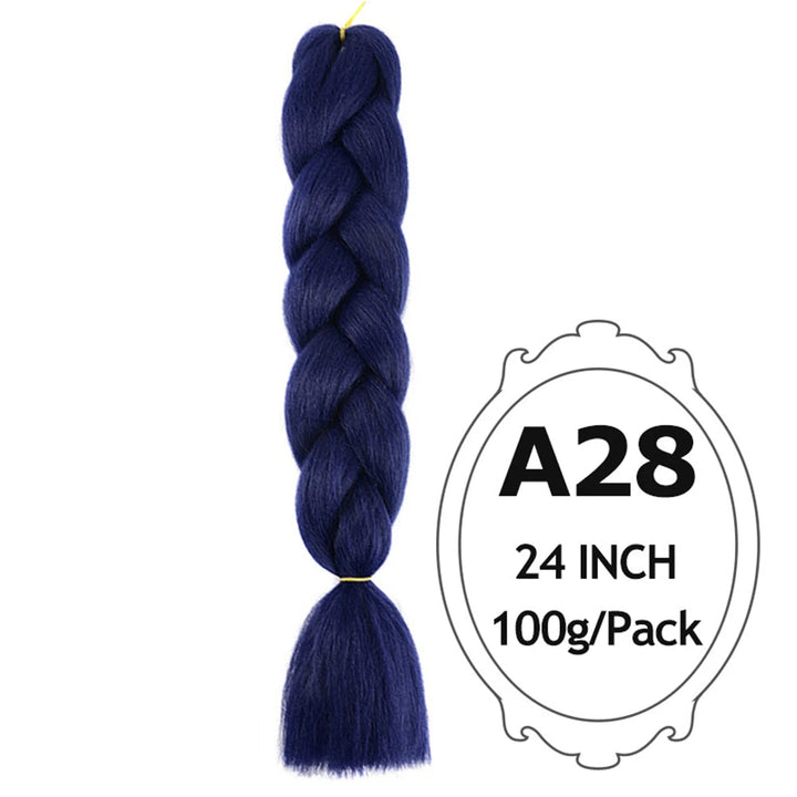 24" Pink Jumbo Braiding Hair – Yaki Texture Synthetic Bulk Extensions (Purple/Red/Green Options)
