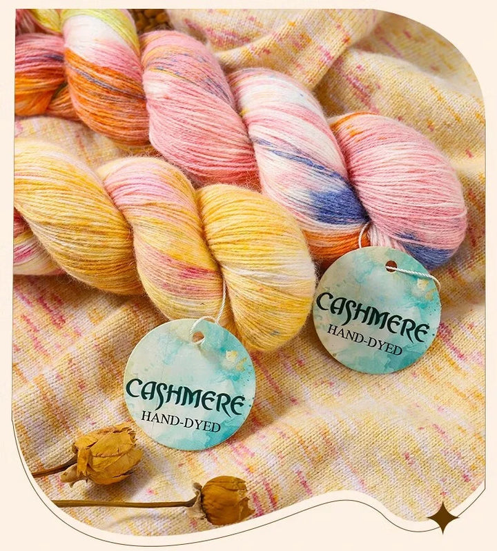 Light Luxury Hand-Dyed Cashmere Yarn – Medium-Thick Rainbow Gradient Yarn for Sweaters, Scarves & Winter Wear