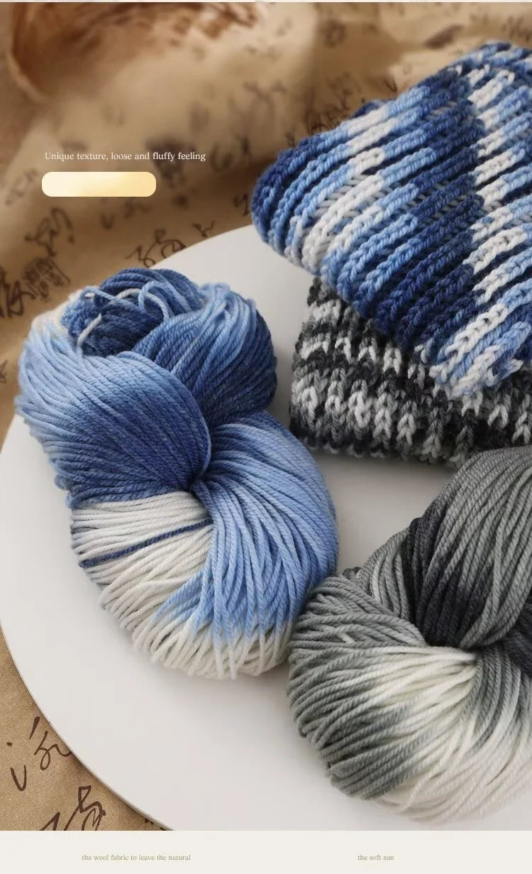 400g Hand-Dyed Chunky Alpaca Yarn (2 Skeins) – Gradient Rainbow Wool Yarn for Sweaters, Scarves & Hats