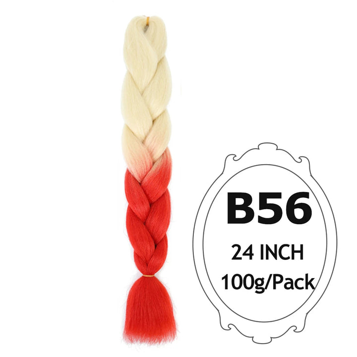 Ombre Braiding Hair 24 Inch – Colorful Jumbo Synthetic Braiding Hair Extensions for Women (Purple, Pink, White, Red, Blue)