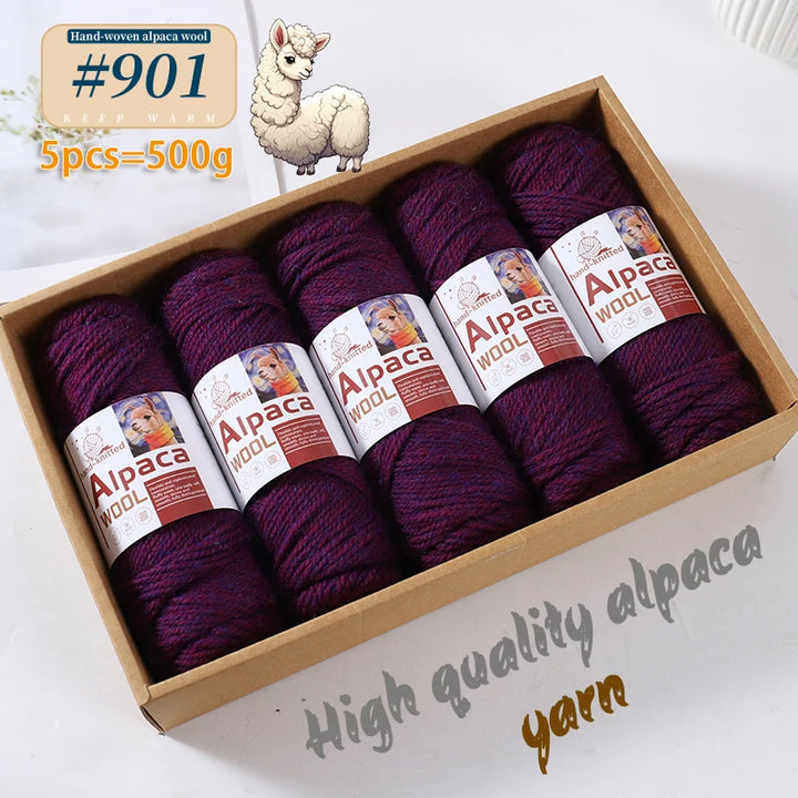 500g Alpaca Wool 245 Stick Stitch Yarn (5 Pieces) – Thick Knitting Yarn for Sweaters, Coats, Blankets & DIY Crafts