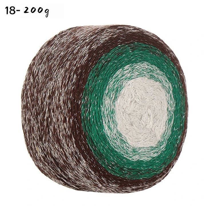 200g Shiny Gradient Silver Yarn – Large Skein Hollow Knitting Yarn for Bags, Hats & DIY Crafts