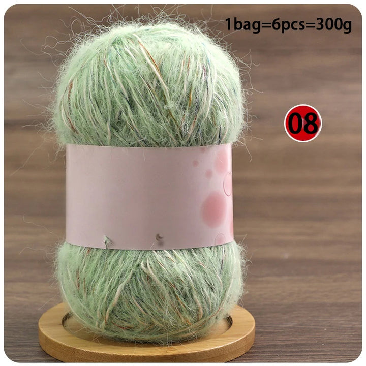 Mixed-Color Long-Haired Mohair Yarn – Fashionable Fluffy Knitting Yarn for Sweaters & Crafts