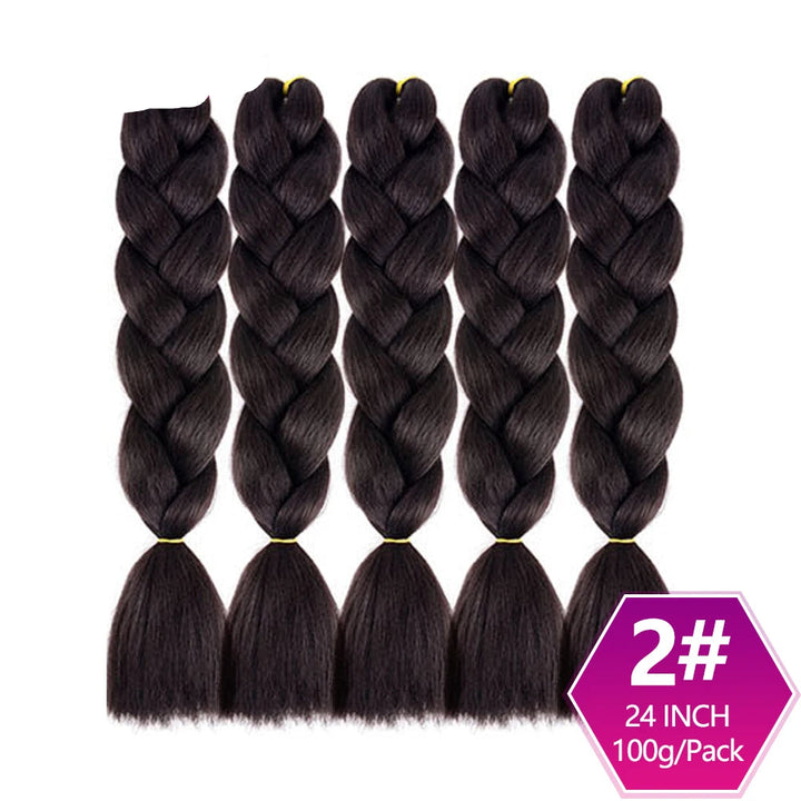 Five braided hair extensions  on a white background.