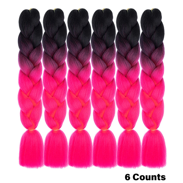 Rainbow Pre-Stretched Braiding Hair – Jumbo Box Braids High-Temperature Synthetic Extensions (6 Packs)