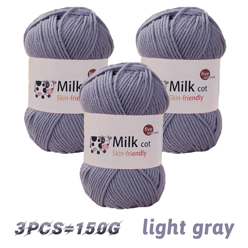 150g Medium-Coarse Milk Cotton Yarn – Soft Crochet & Knitting Yarn for Sweaters, Hats, Scarves & DIY Crafts
