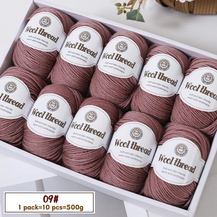 500g Fine Wool Knitting Yarn – Soft Handmade Yarn for Sweaters, Scarves, Hats & DIY Crafts (10 Skeins)
