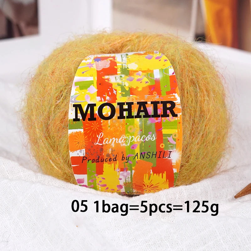Colorful Long-Haired Mohair Yarn – Gradient Dyed Soft Knitting Yarn for Sweaters, Scarves, Hats & DIY Crafts