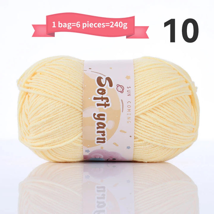 240g Medium-Thin Combed Yarn – Soft DIY Knitting & Crochet Yarn Balls (6 Pieces / Pack)
