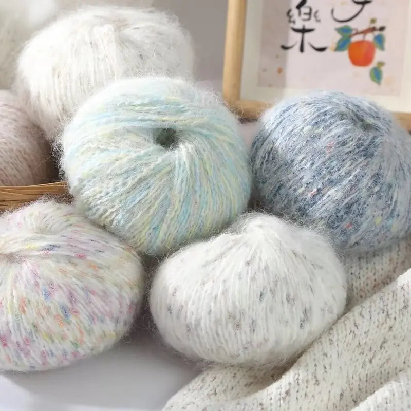 150g Colorful Dot Alpaca Mohair Yarn (3 Pieces) – Gradient Rainbow Knitting Yarn for Sweaters, Shawls, Hats & Scarves