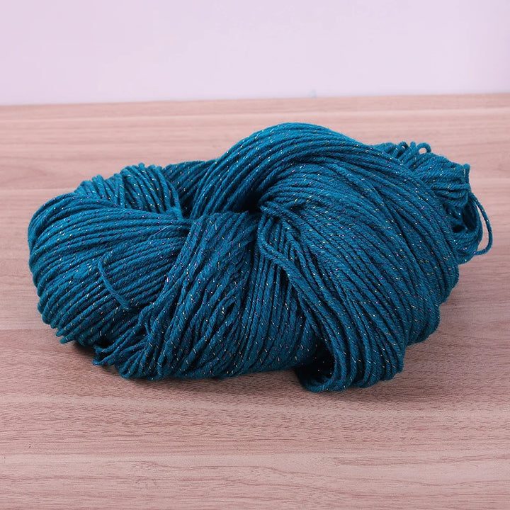 190g Colorful Gold Silk Acrylic Yarn – Medium Thick Shiny DIY Weaving Yarn