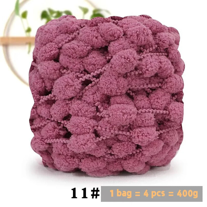 Super Soft Bean Yarn – Plush Polyester Chunky Yarn for Blankets, Cushions, Hats & DIY Crafts (400g, 4pcs Pack)