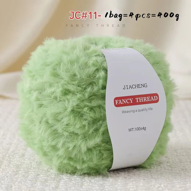 Imitation Fur Long-Haired Yarn – 400g Soft Beginner Knitting Yarn (4 Skeins Set)