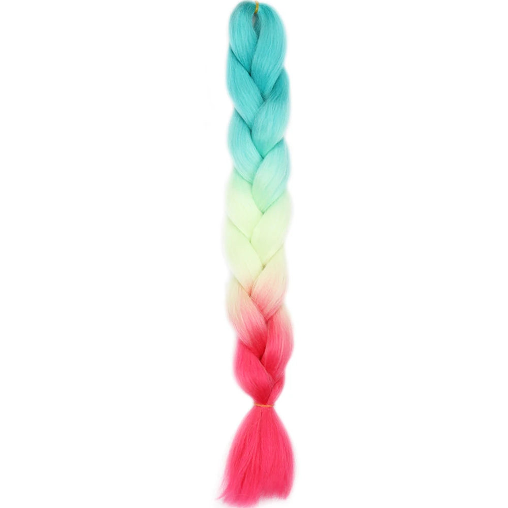 24 Inch Jumbo Box Braids Extensions – Synthetic Braiding Hair for Children (Pink, Purple, Yellow, Gray)