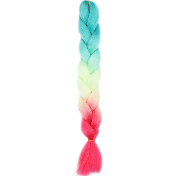 24 Inch Jumbo Box Braids Extensions – Synthetic Braiding Hair for Children (Pink, Purple, Yellow, Gray)