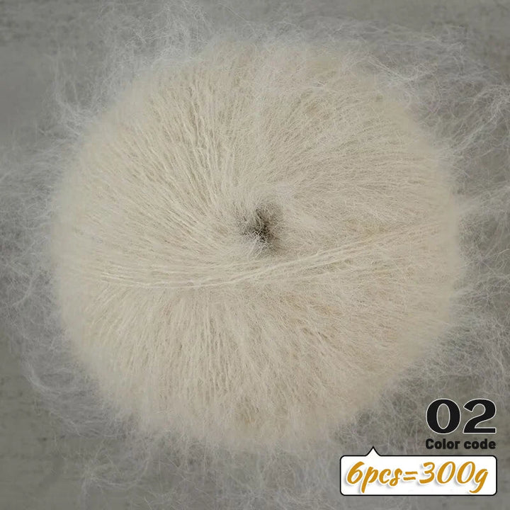 300g Long-Hair Alpaca Mohair Yarn Set (6 Pieces) – Soft Fluffy Knitting Yarn for Sweaters, Shawls & Winter Clothing