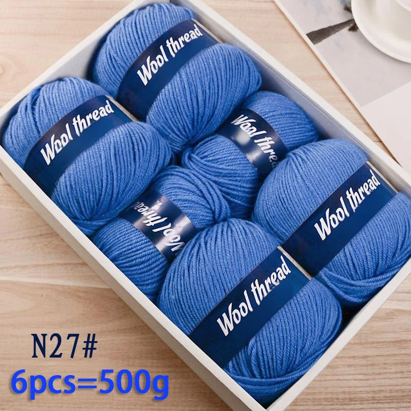 500g Fine Wool & Sheep Cashmere Yarn – Soft Warm Knitting Yarn (6 Pieces/Pack)