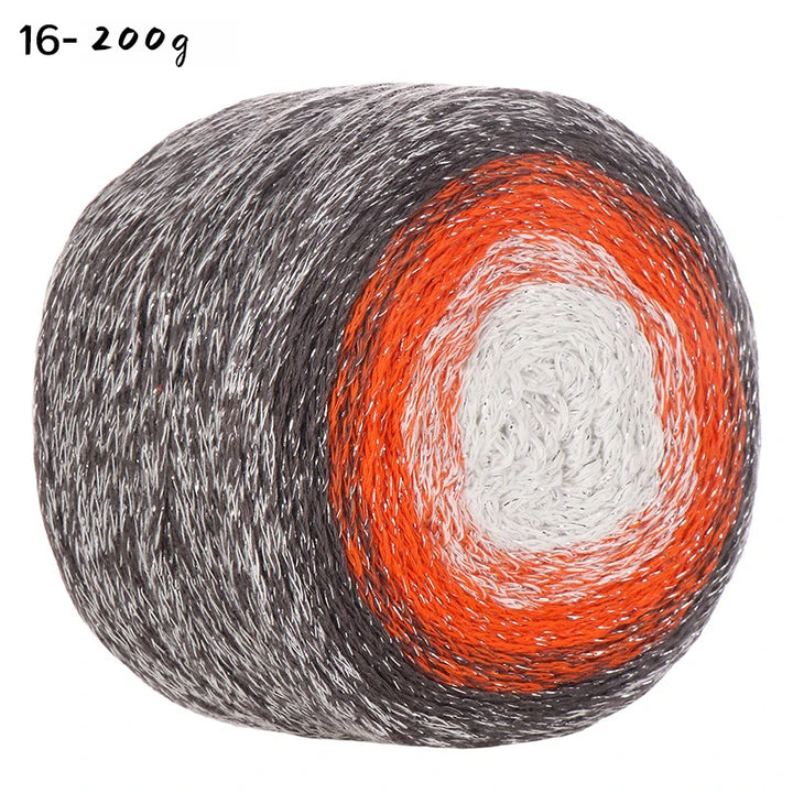 200g Shiny Gradient Silver Yarn – Large Skein Hollow Knitting Yarn for Bags, Hats & DIY Crafts