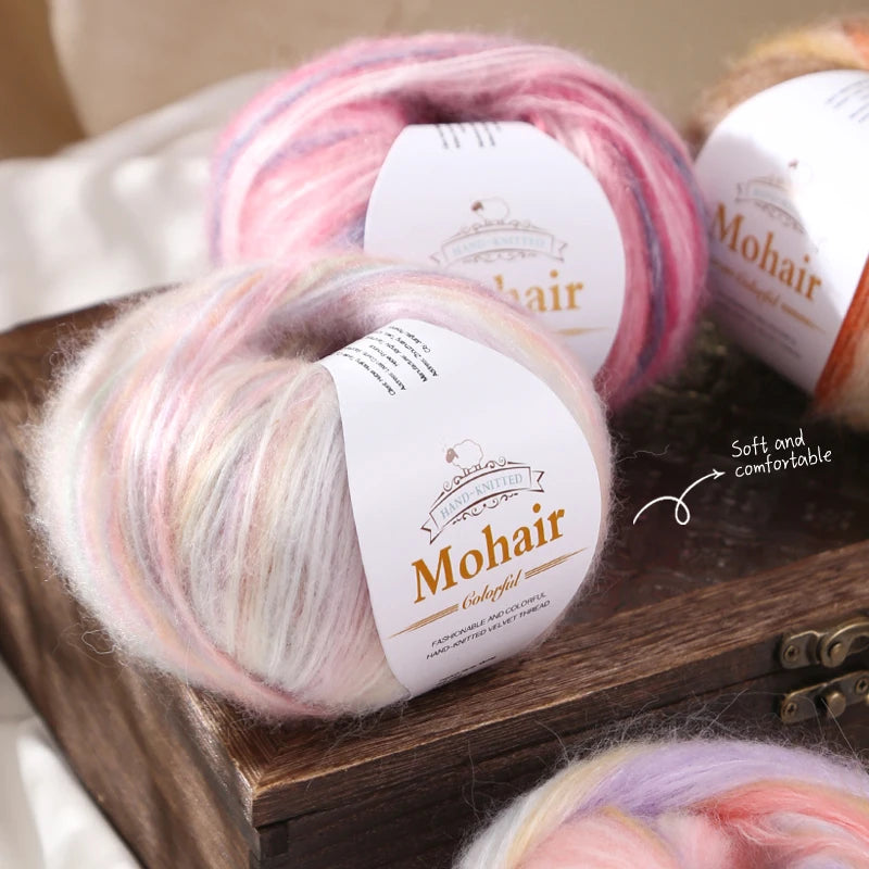 300g Rainbow Gradient Yarn Balls – Colorful Knitting Yarn for Tops, Scarves & DIY Crafts (6 Pieces/Pack)