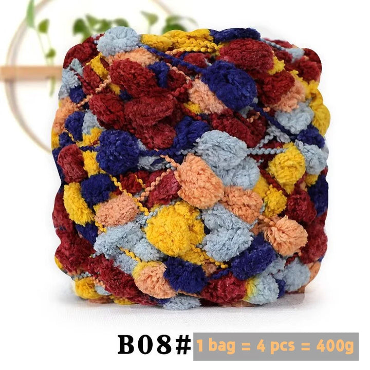 Super Soft Bean Yarn – Plush Polyester Chunky Yarn for Blankets, Cushions, Hats & DIY Crafts (400g, 4pcs Pack)