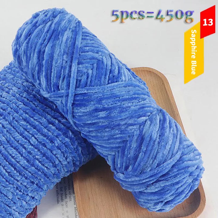 450g Chenille Warm Velvet Ice Yarn – Soft Thick Knitting Yarn for Sweaters, Scarves & Blankets (5 Pcs/Pack)