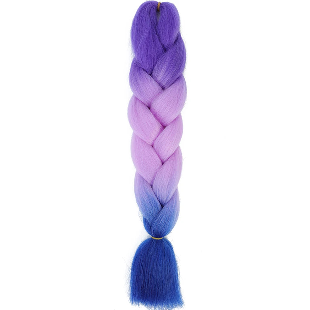 24 Inch Jumbo Box Braids Extensions – Synthetic Braiding Hair for Children (Pink, Purple, Yellow, Gray)