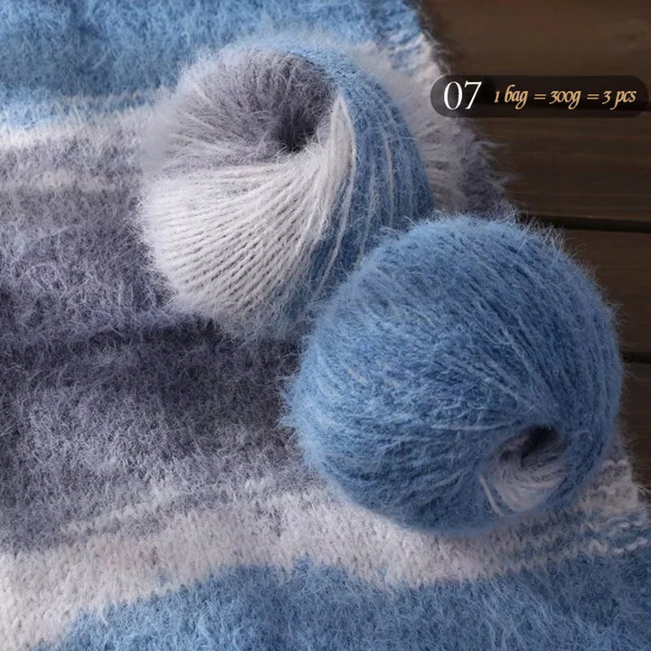 300g Xuebao Gradient Plush Yarn (3 Pieces) – Soft Warm Knitting Yarn for Scarves, Hats, Gloves & Blankets