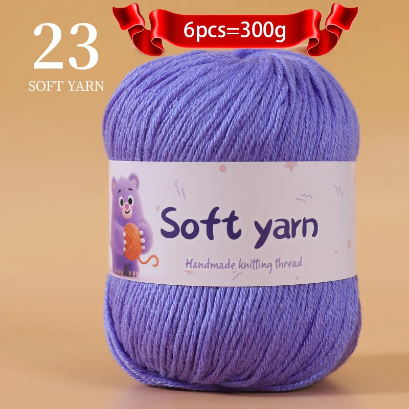 300g Soft Thin Yarn Balls – Lightweight Hand-Knitting Yarn for Sweaters, Hats, Scarves & DIY Crafts (6pcs Pack)