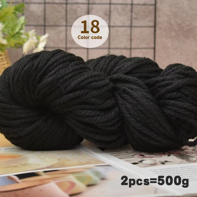 500g Extra Thick Polyester Yarn (2 Skeins) – Chunky Knitting Yarn for Sweaters, Hats, Cushions & DIY Crafts