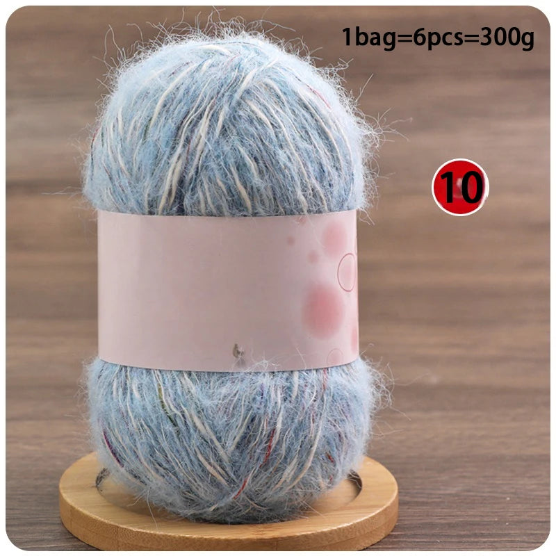 Mixed-Color Long-Haired Mohair Yarn – Fashionable Fluffy Knitting Yarn for Sweaters & Crafts