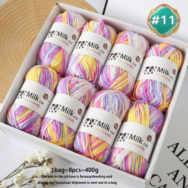 Colorful 5-Strand Gradient Yarn – Multi-Color Segment-Dyed Knitting Yarn for Sweaters, Hats, Scarves & DIY Crafts