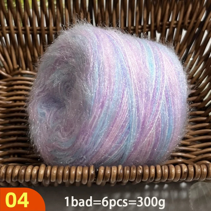 300g Soft Long-Haired Yarn Set – 6-Piece Fluffy Yarn for Knitting & DIY Projects