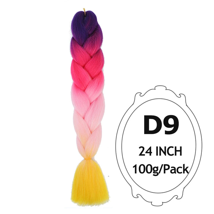 Ombre Braiding Hair 24 Inch – Colorful Jumbo Synthetic Braiding Hair Extensions for Women (Purple, Pink, White, Red, Blue)
