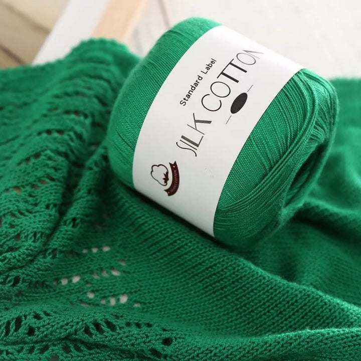 200g Pure Silk Cotton Thread – 100% Cotton Fine Yarn for Hand-Knitted Shawls, Sweaters & Hats