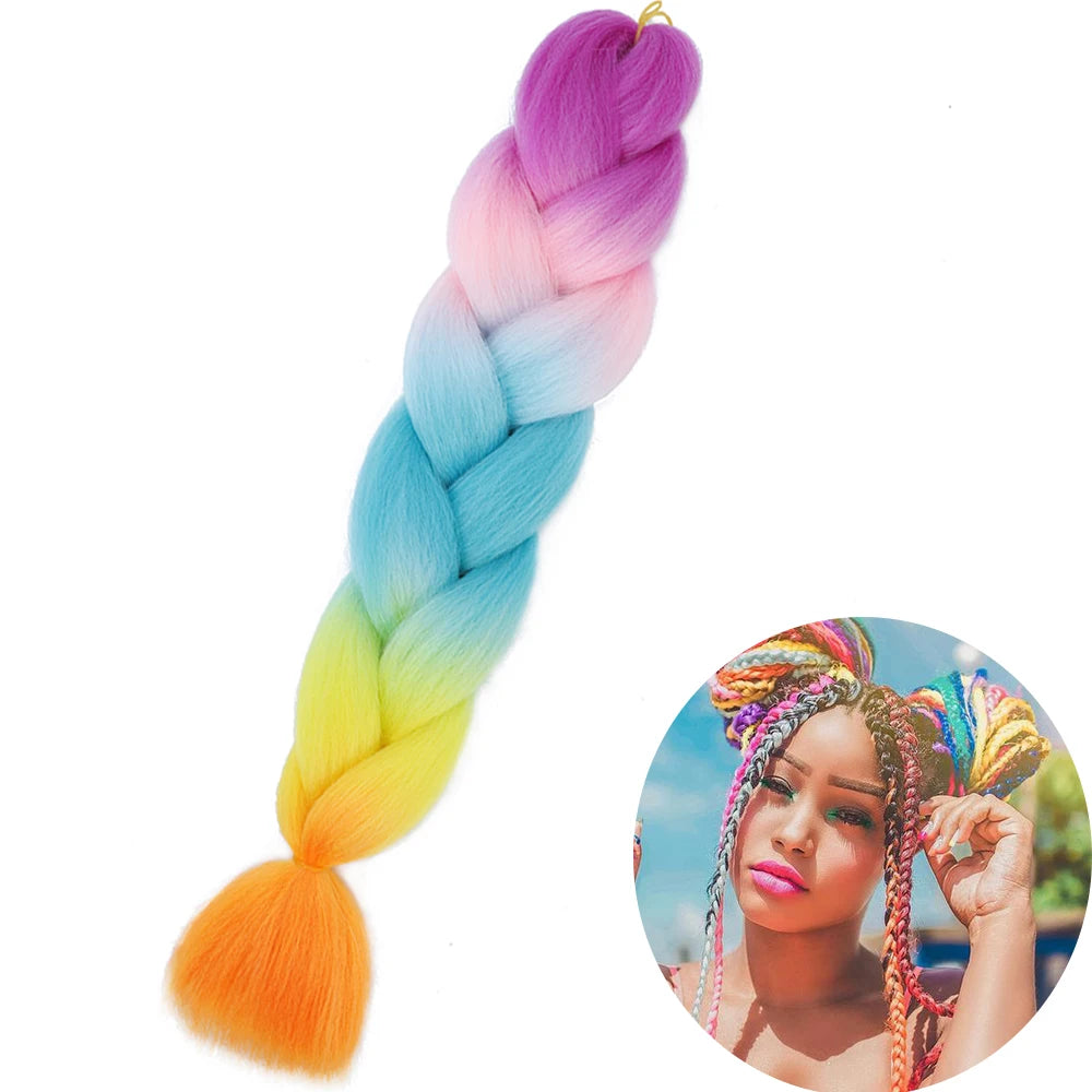 24 Inch Synthetic Jumbo Braiding Hair – Heat Resistant Ombre Extensions