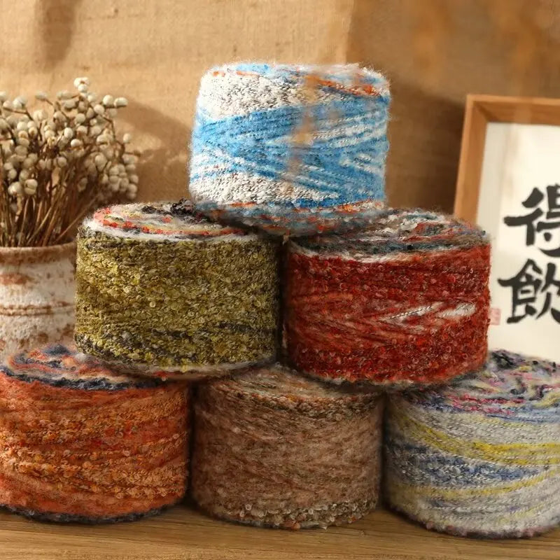 200g Oil Painting Gradient Mohair Wool Yarn (2 Pieces) – Colorful Rainbow Yarn for Sweaters, Coats, Hats & Scarves