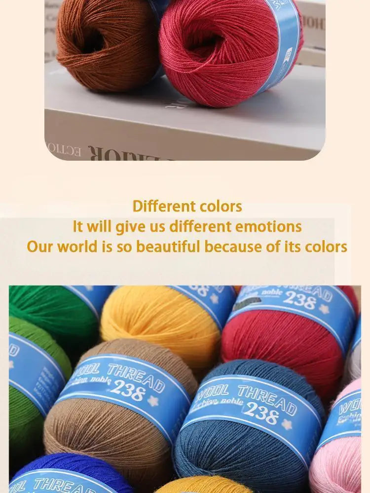 300g 238 Pure Wool Yarn (6 Pack) – High-Quality Knitting Yarn for Sweaters, Vests & Hats