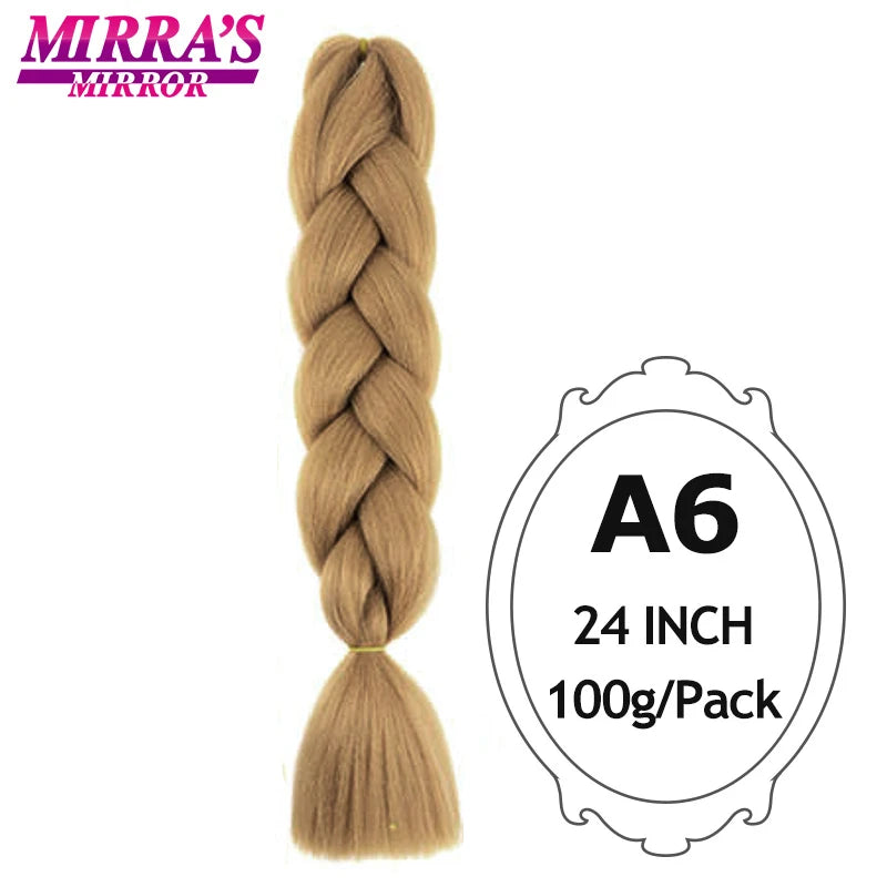 24 Inch Ombre Jumbo Braiding Hair – Kanekalon Synthetic Extensions (6 Packs, Brown High-Temperature Fiber)