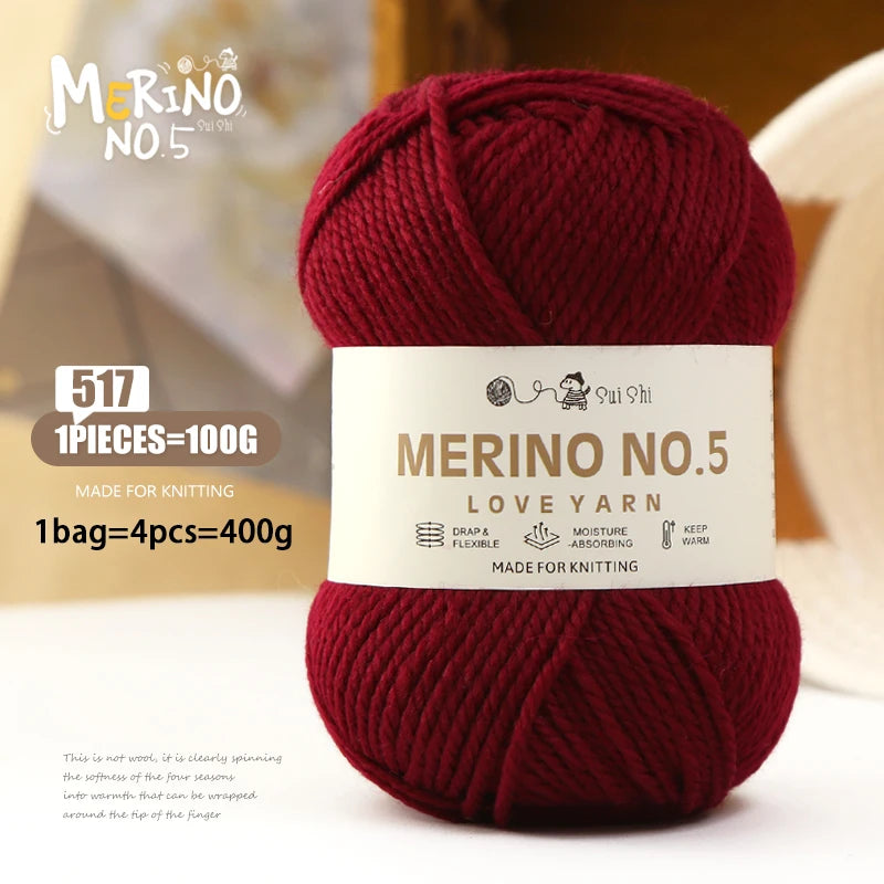 400g Alpaca Wool Blend Yarn Set (4 Pieces) – 245 Stick-Needle Medium-Thick Yarn for Sweaters, Coats, Scarves & DIY Crafts