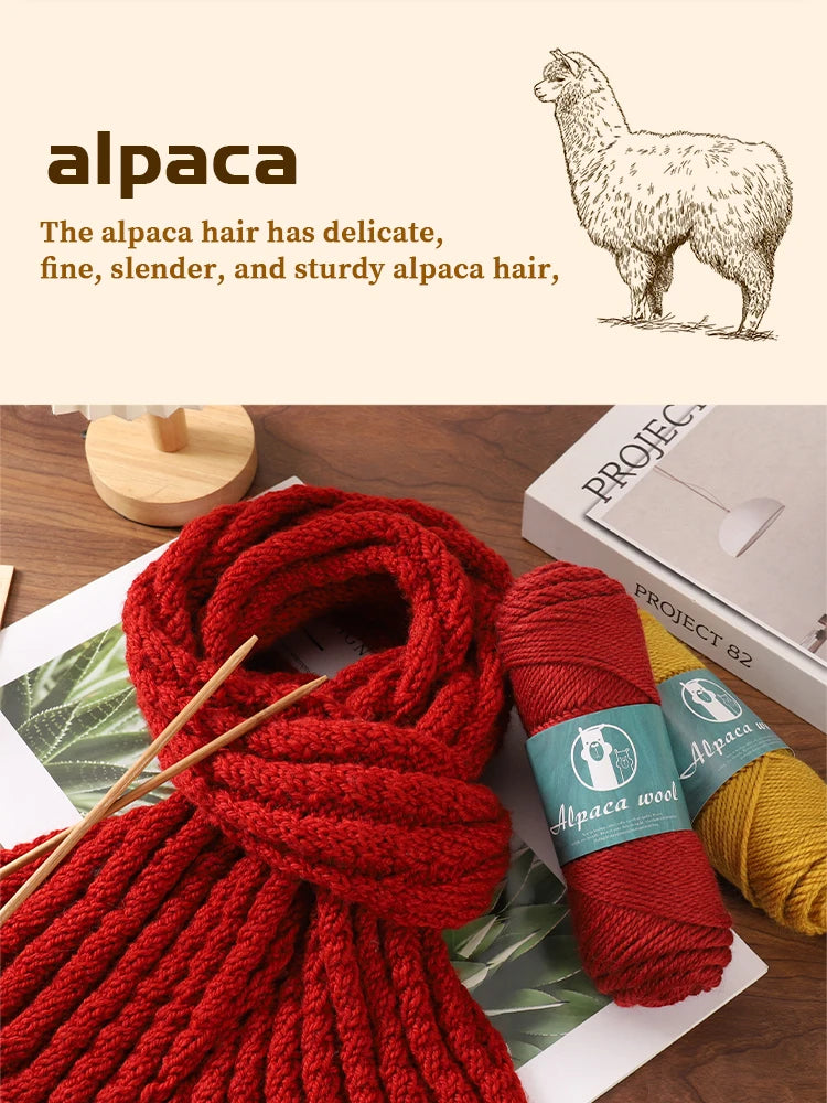 Alpaca Wool Boutique Yarn – 500g Thick Knitting Yarn Set (5 Pieces) for Sweaters, Scarves & Winter Wear