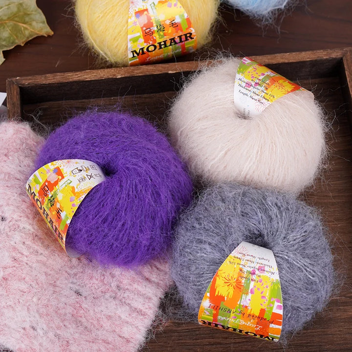 Colorful Long-Haired Mohair Yarn – Gradient Dyed Soft Knitting Yarn for Sweaters, Scarves, Hats & DIY Crafts