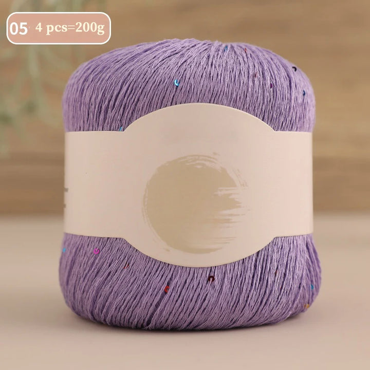 200g Colorful Sequin Yarn – Soft Knitting Yarn for Sweaters, Scarves & DIY Crafts (4 Pieces/Pack)