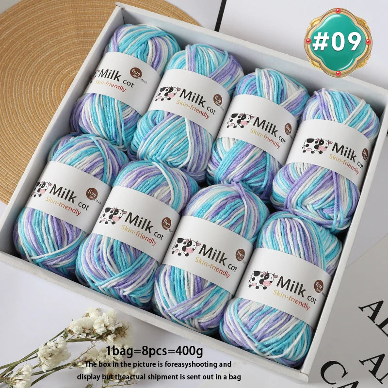 Colorful 5-Strand Gradient Yarn – Multi-Color Segment-Dyed Knitting Yarn for Sweaters, Hats, Scarves & DIY Crafts