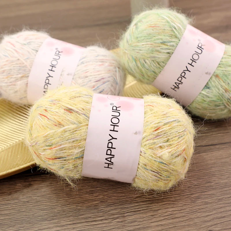 Mixed-Color Long-Haired Mohair Yarn – Fashionable Fluffy Knitting Yarn for Sweaters & Crafts