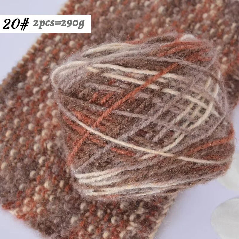 290g Colorful Gradient Imitation Squirrel Yarn – Thick Section-Dyed Yarn for Knitting & Crochet (2 Pcs/Pack)