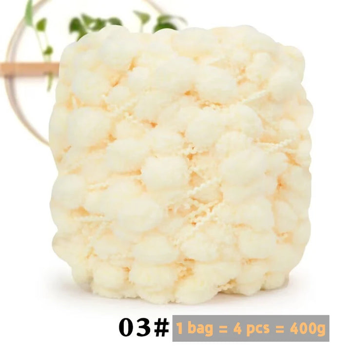 Super Soft Bean Yarn – Plush Polyester Chunky Yarn for Blankets, Cushions, Hats & DIY Crafts (400g, 4pcs Pack)