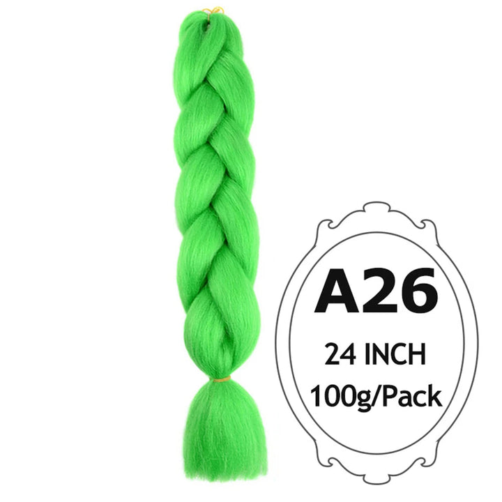 24" Pink Jumbo Braiding Hair – Yaki Texture Synthetic Bulk Extensions (Purple/Red/Green Options)