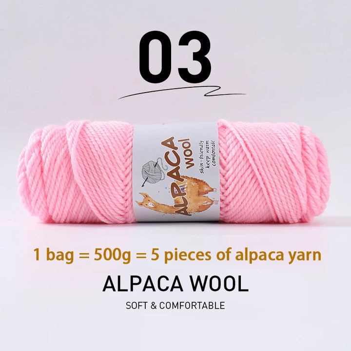 500g Thick Alpaca Wool Yarn Set (5 Skeins) – Soft Warm Knitting Yarn for Sweaters, Scarves, Hats & Winter Crafts