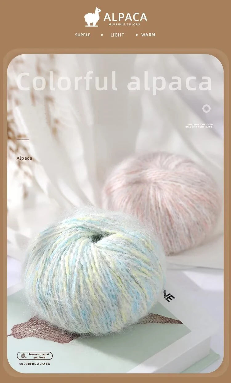 150g Colorful Dot Alpaca Mohair Yarn (3 Pieces) – Gradient Rainbow Knitting Yarn for Sweaters, Shawls, Hats & Scarves